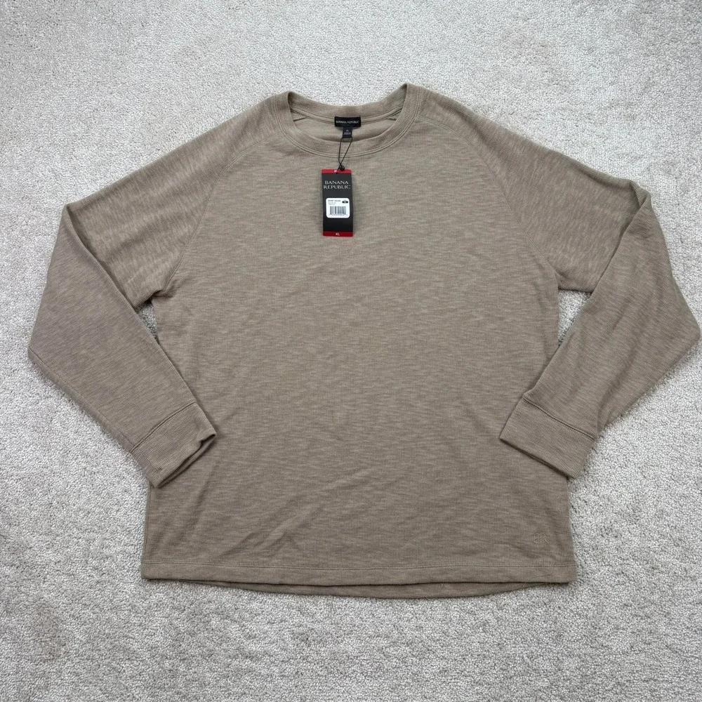 NEW Banana Republic Mens XL Double Knit Crew Timber Wolf Brown NWT